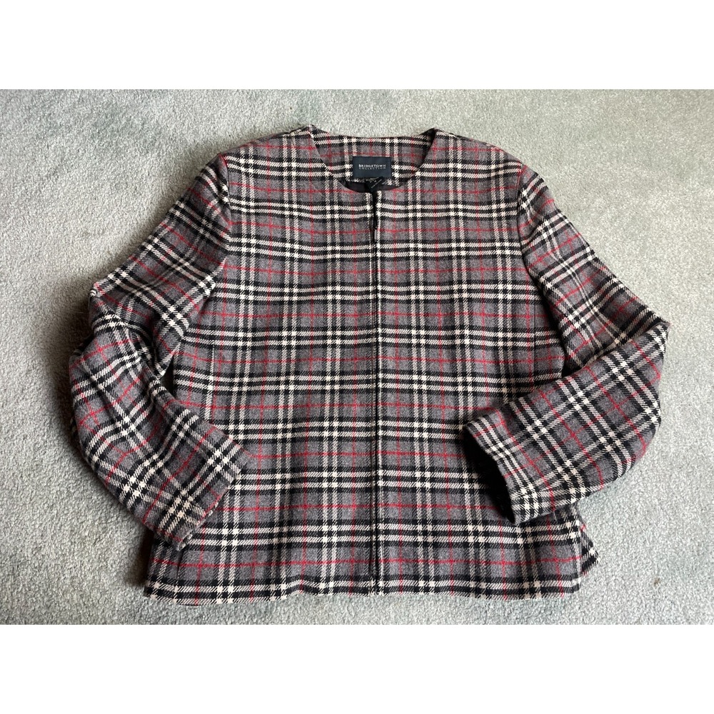 Bridgetown Collection Jacket, Womens 16, Gray Black Red, Wool Blend, Full Zip